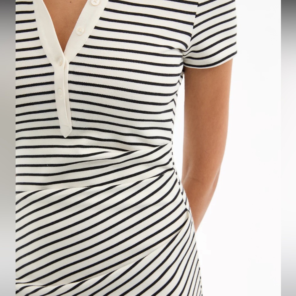 Veronica Beard Black and White Striped Polo Mini Dress - Picture 5 of 9